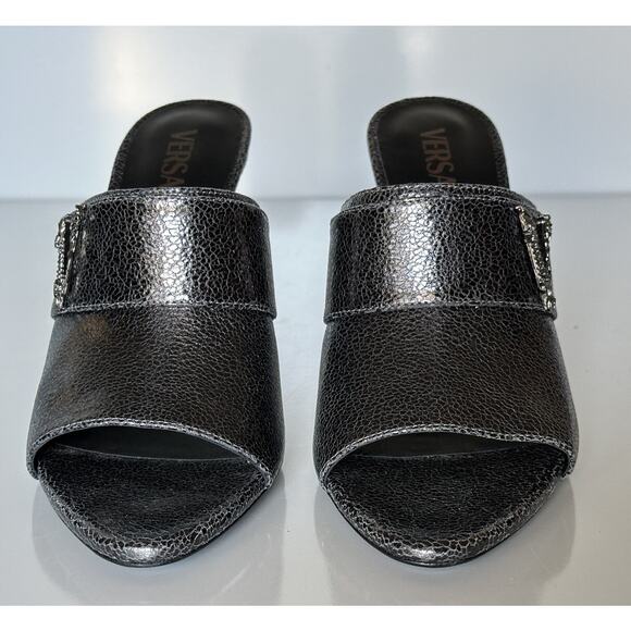 NIB $990 Versace Virtus Leather Black Sandals Shoes 11 US (41 Eu) Spain 1011901 - Picture 5 of 16